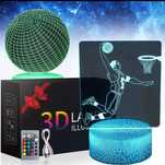Lampka nocna LED 3D akrylowa 7 kolorów z motywem koszykarskim