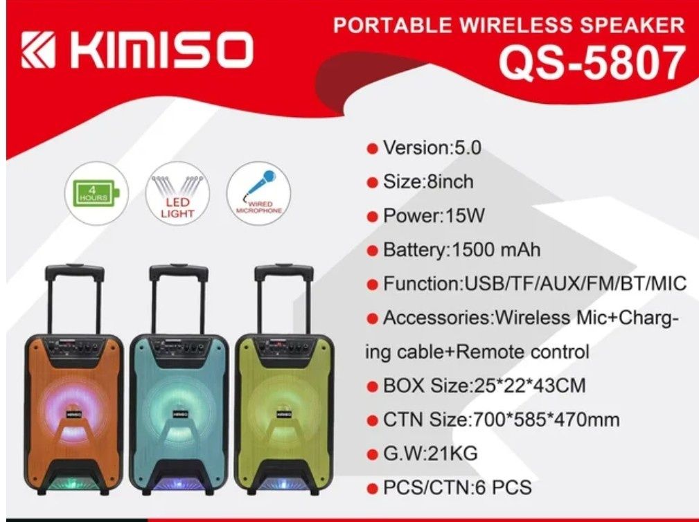 Coluna Kimiso QS-5807  . Portes grátis