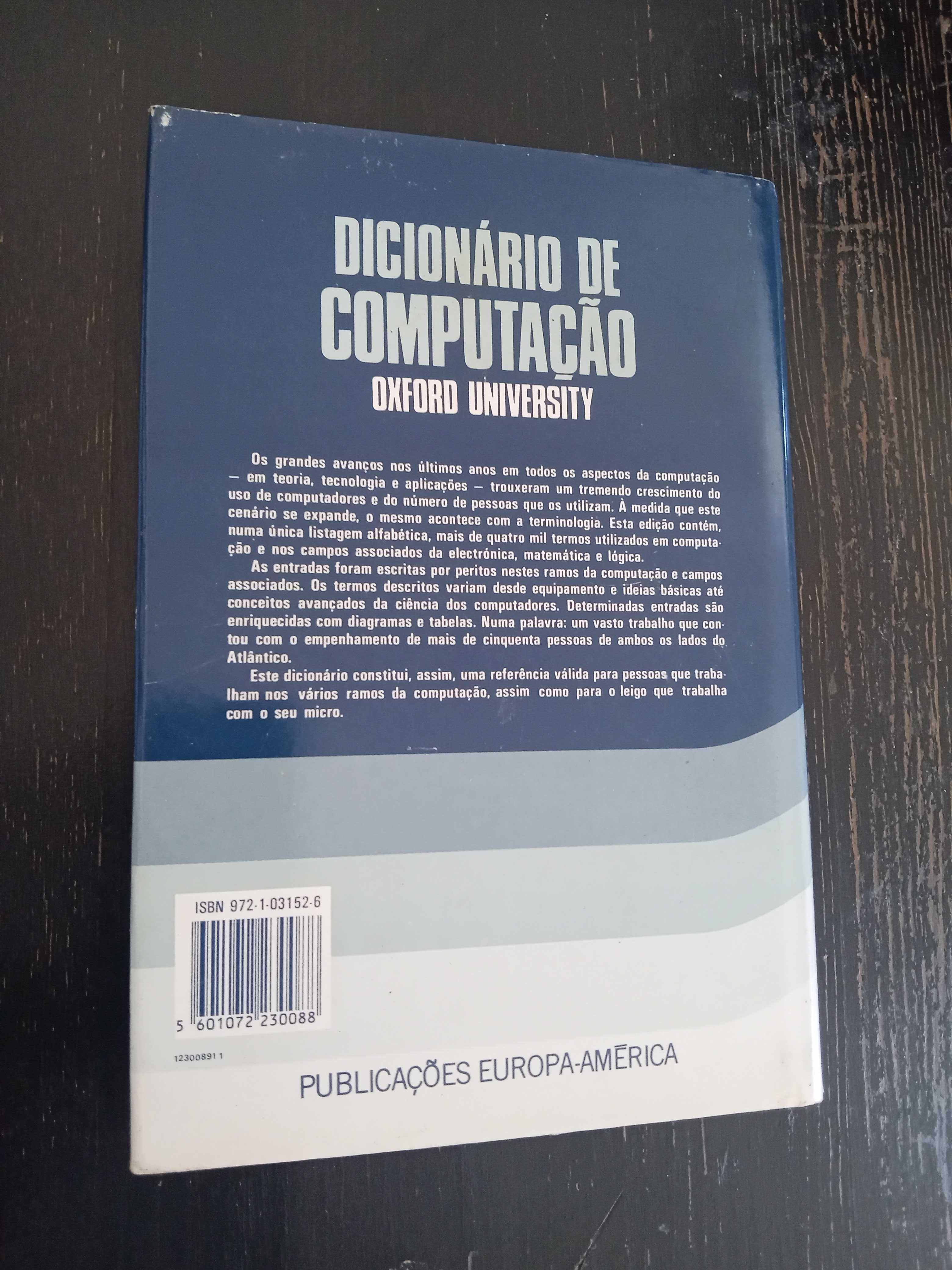 Dicionário de Computação Oxford University Public Europa-América, 1986