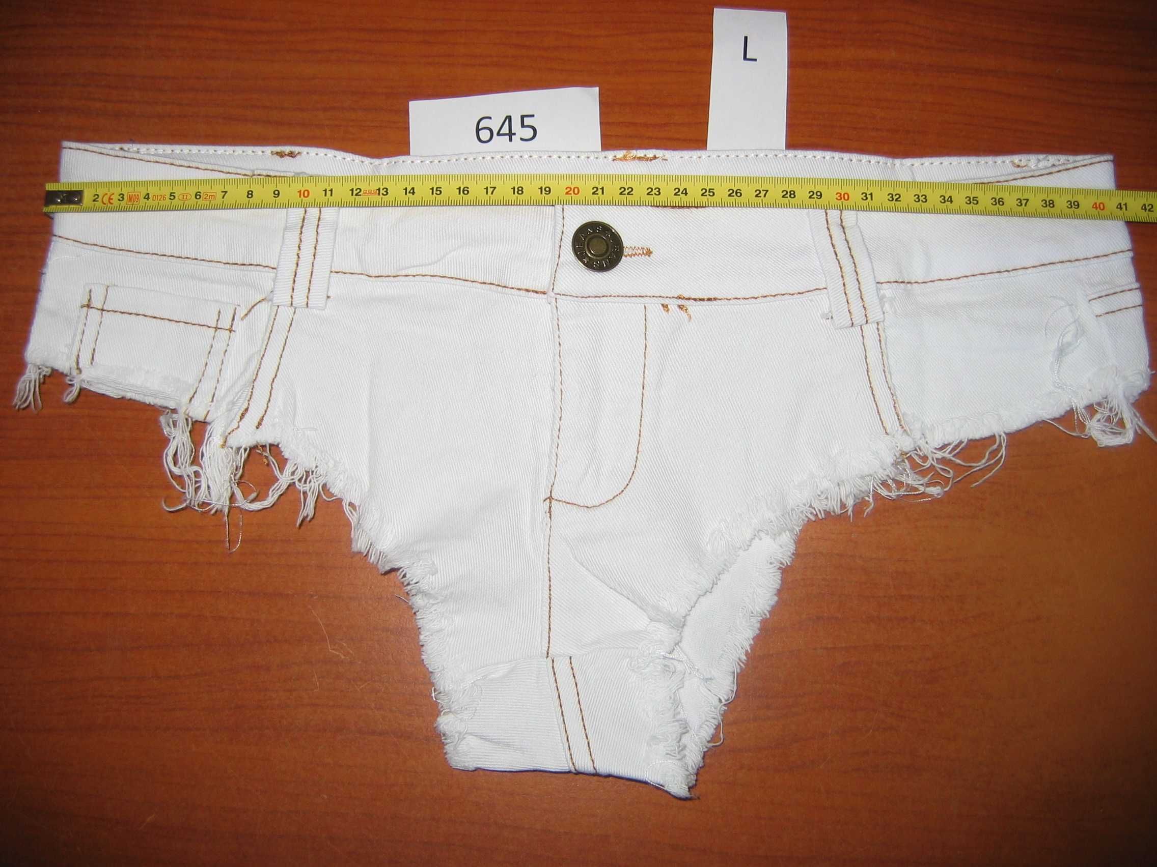 Spodenki Szorty 645 Dżinsowe Jeans Damskie Krótkie Białe Seksowne M