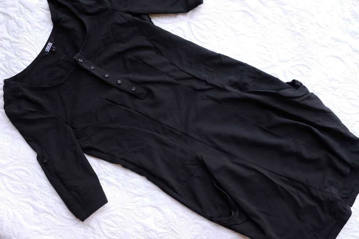 ASOS – czarna sukienka z kieszonkami XS 34