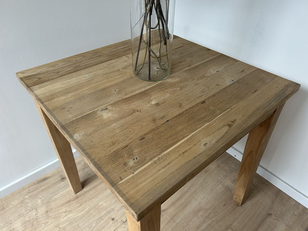 stolik drewniany TEAK lite drewno kuchenny stół mały 75x75cm