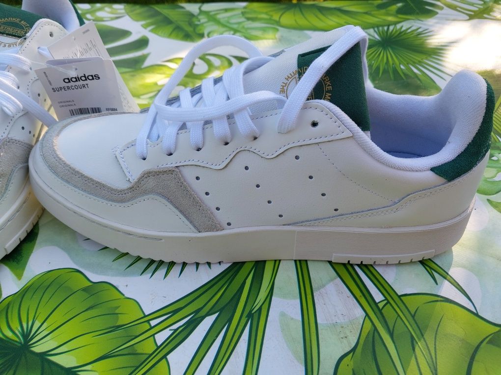 Adidas Supercourt nowe białe zielone 44 2/3