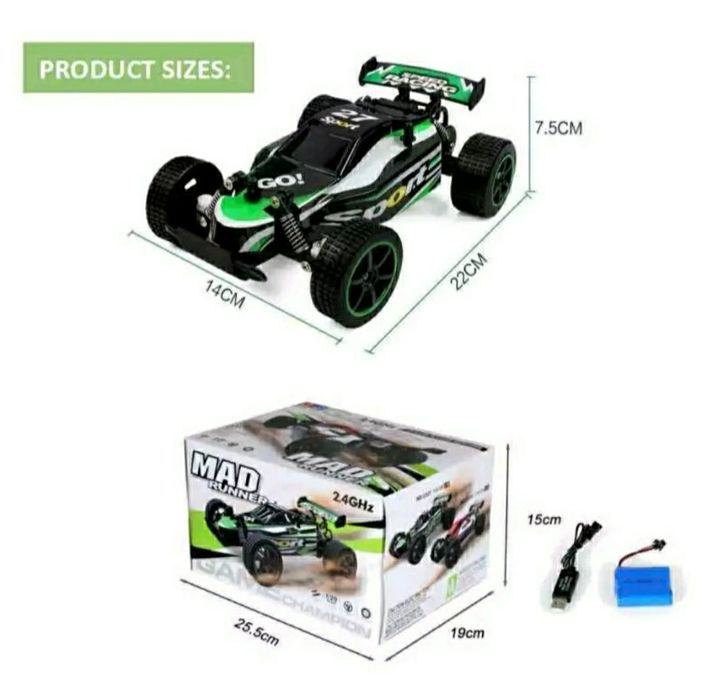 Mad Runner Carro Sport RC Speed Racing (Atinge 20Km/h) Novo