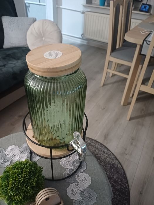 Słój z kranikiem na lamoniadę + stojak