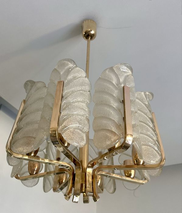 Carl Fagerlund zyrandol 8 ramienny murano 1970r Hollywood Regency