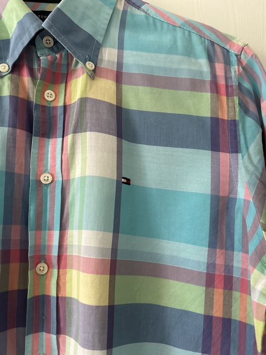 Tommy Hilfiger koszula w kratę błękitna, wielokolorowa