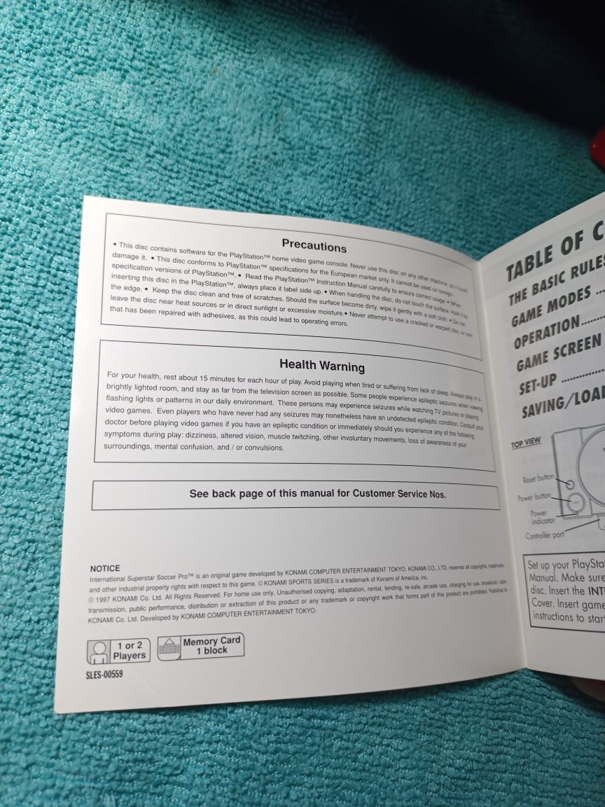 Iss pro ps1 psx PlayStation1 manual książeczka