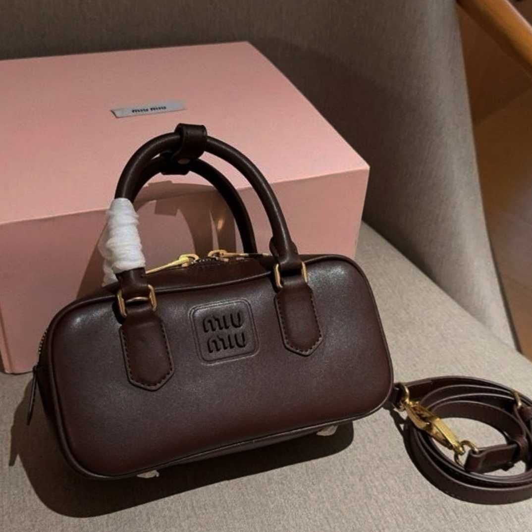 MIU MIU brązowa torba bowlingowa - designerski majstersztyk!