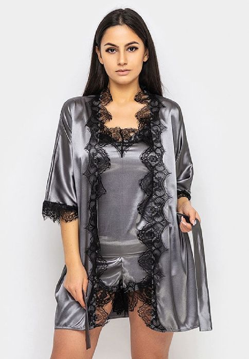 Жіноча піжама майка і шорти з халатом, є великі розміри