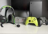 Xbox series x + 2 pady + gry + słuchawki