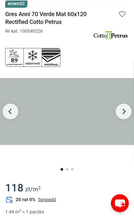 Gres Anni 70  verde mat 120x60cm 5 kartonów