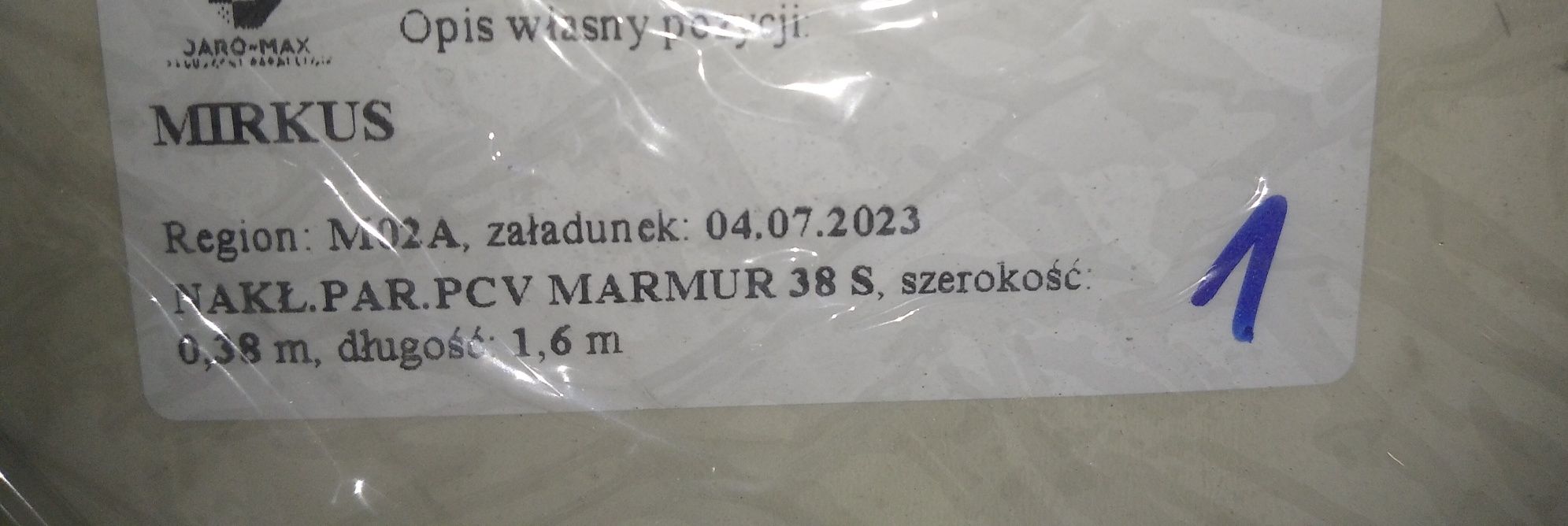 Nakładka PCV na parapet 38cm x 160cm. Marmur.