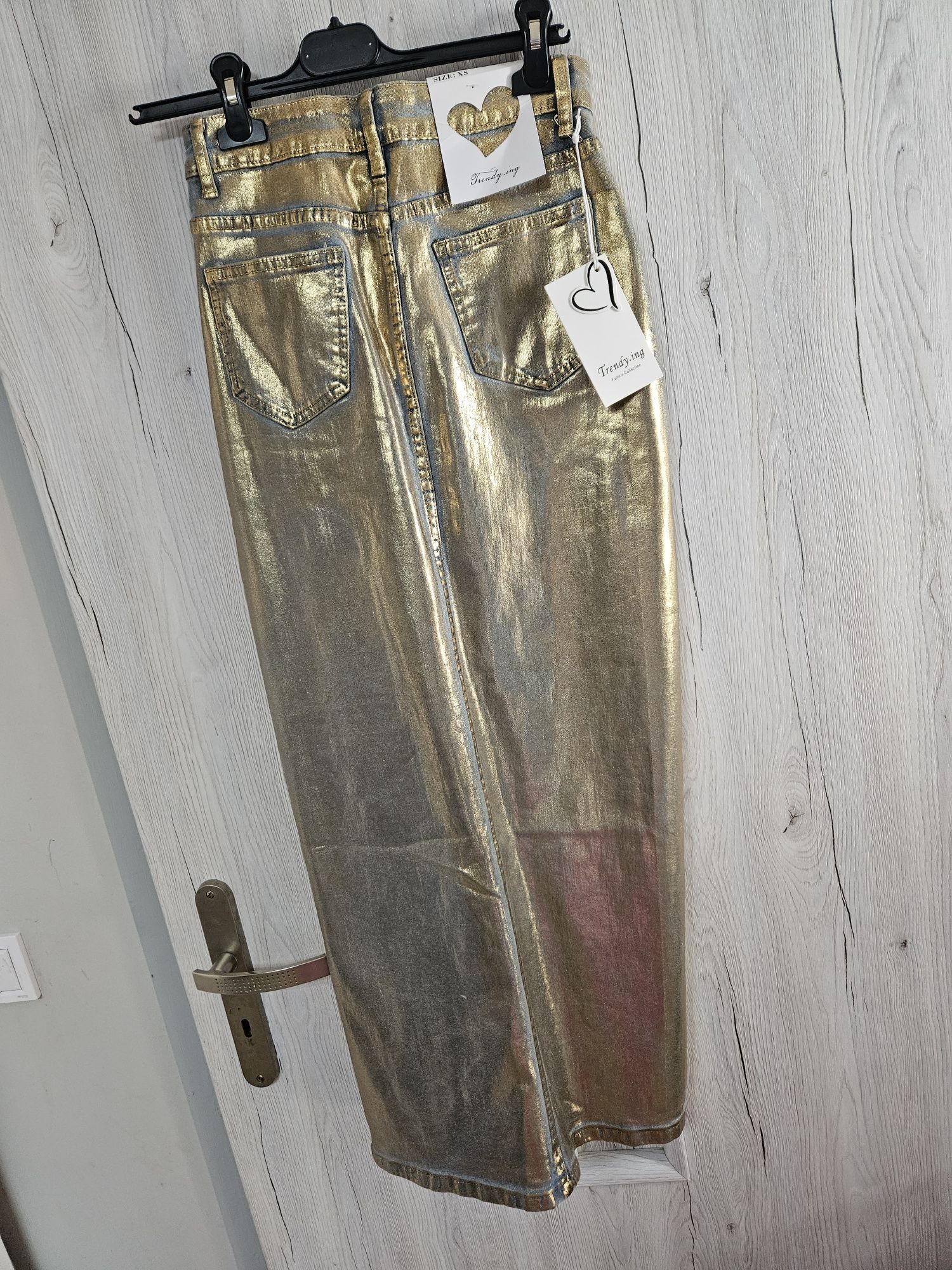 Nowa z metką spódnica premium złota złocona z rozporkiem Trendy rozm X