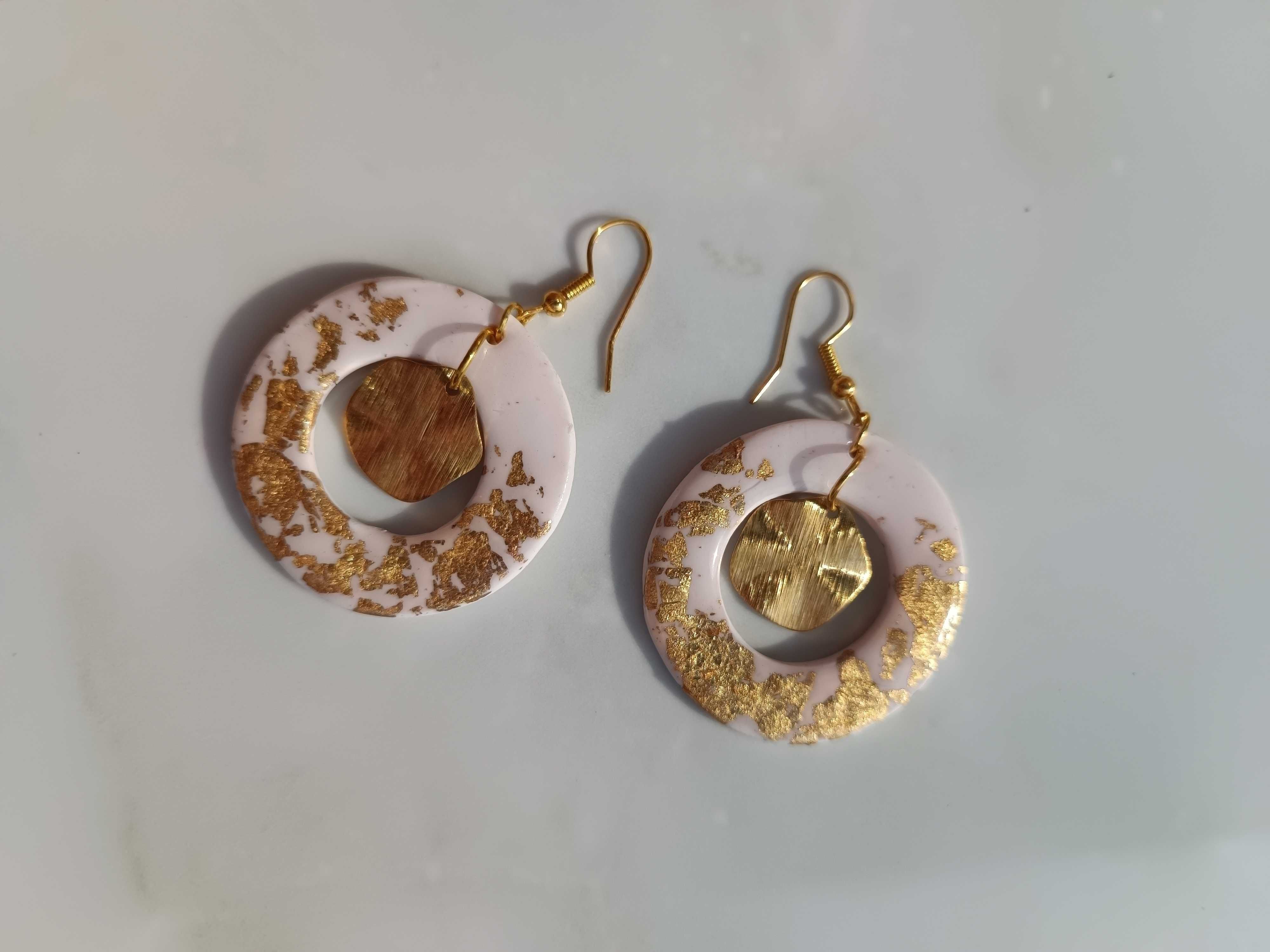 Kolczyki z gliny polimerowej "Złote koła", handmade
