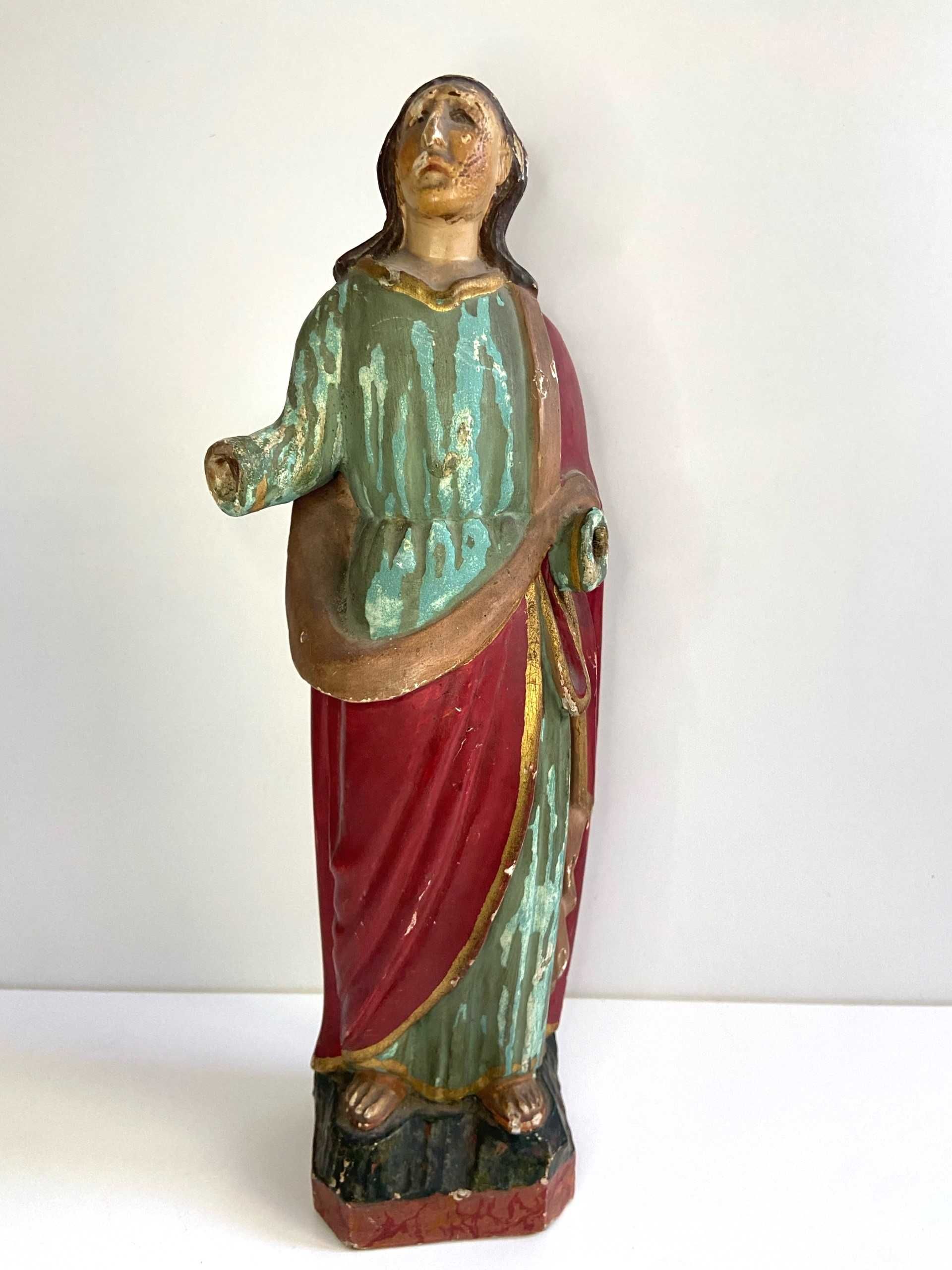Antiga Escultura em madeira policromada