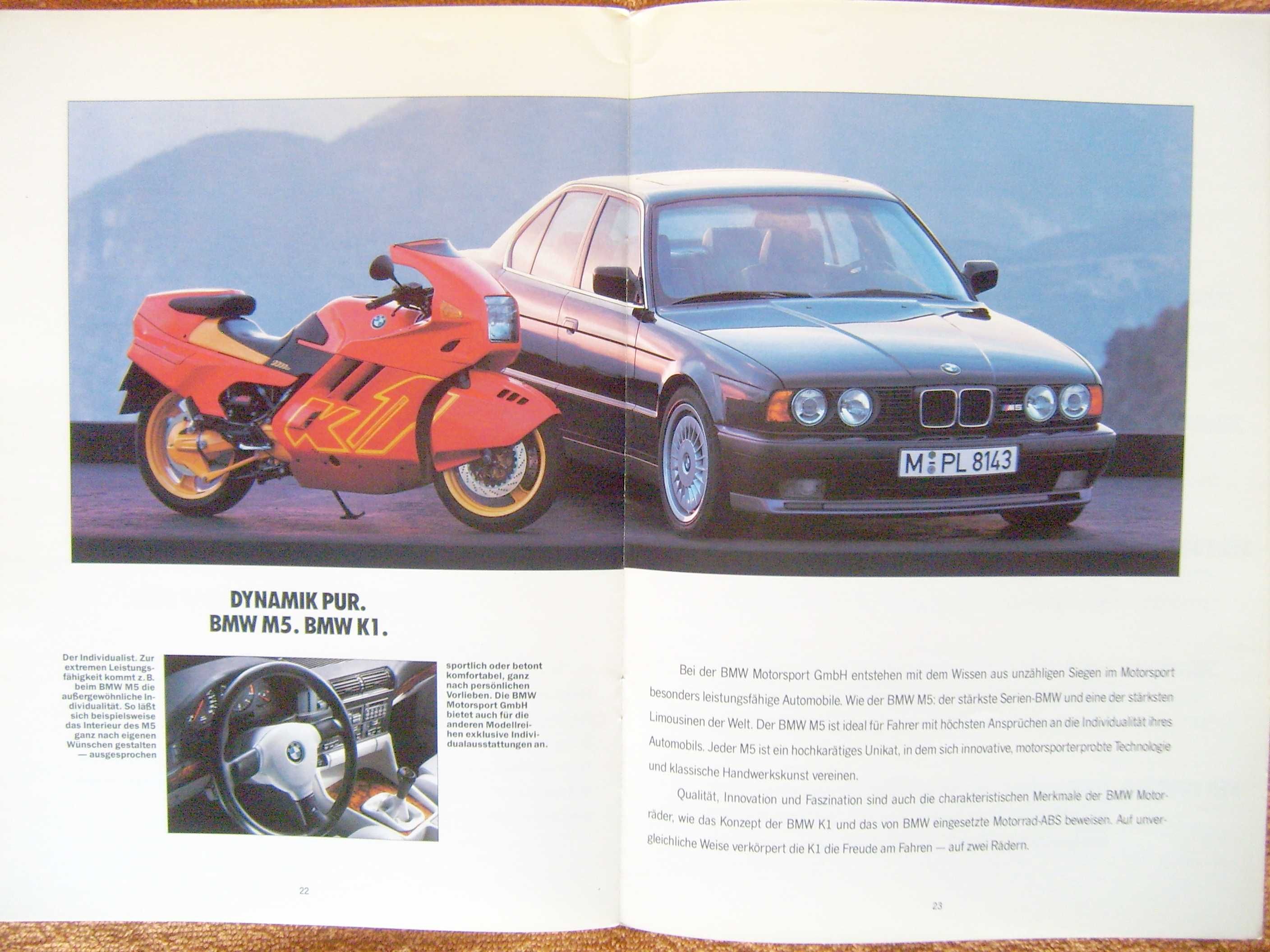 BMW 1992 Programm / prospekt: 3 E30 + E36, 5 E34 + M5, 7 E32, 8 E31