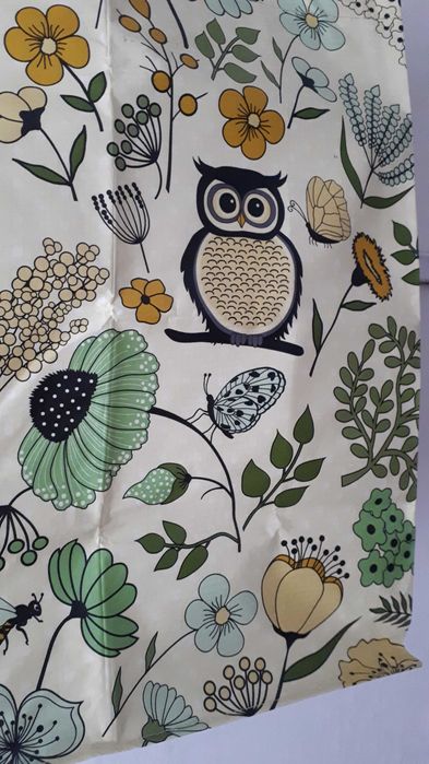 Torba zakupowa żółta w sowy i motywy roślinne