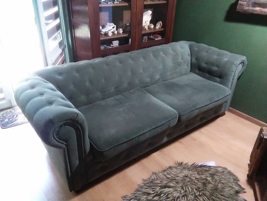 Sofa zieleń pikowana bardzo ładna