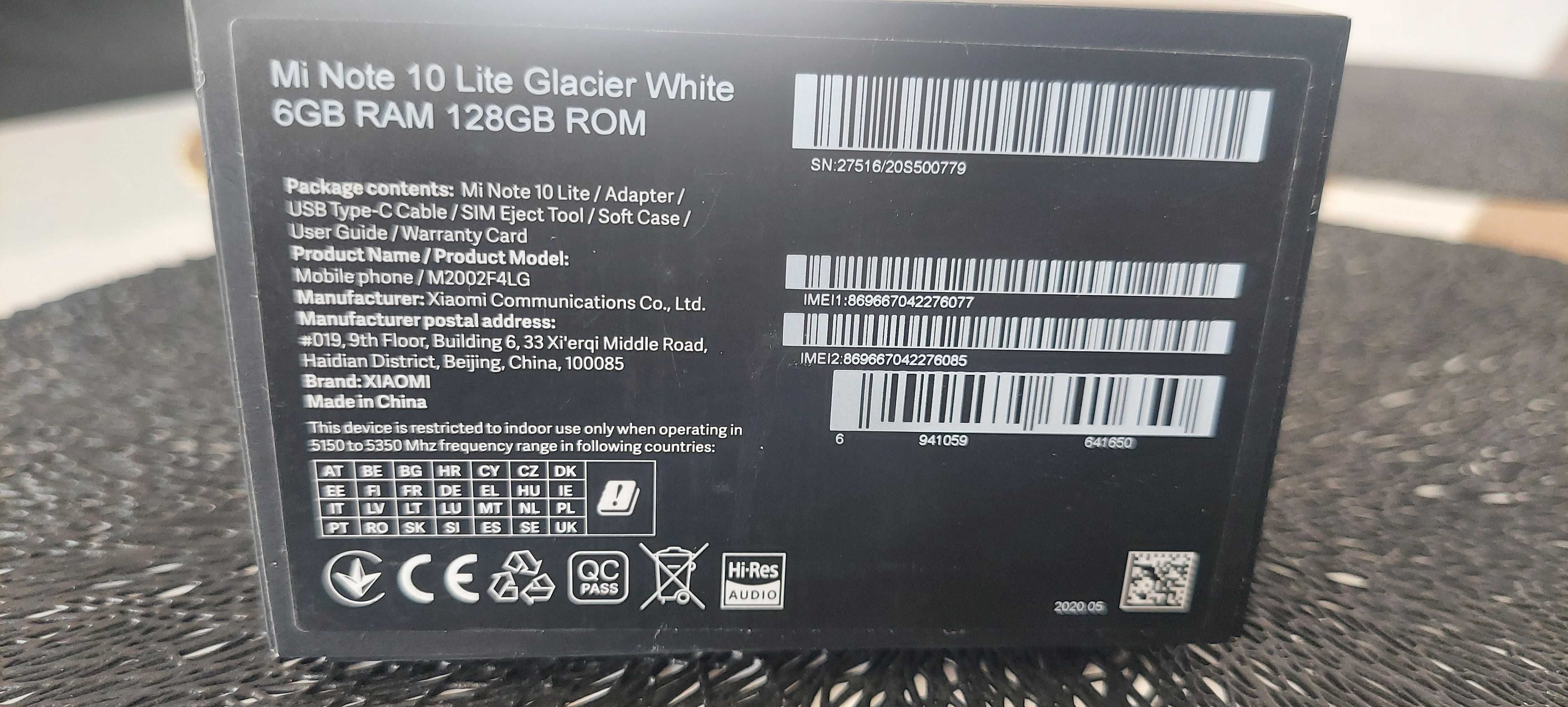 Mi Note 10 Lite 6GB RAM 128GB WHITE