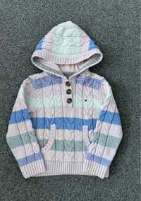 Pastelowy sweter / bluza z kapturem Tommy Hilfiger 4T 104 110 warkocz