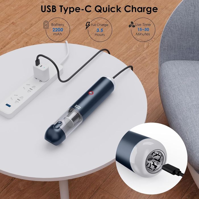 Новий потужний та якісний акумуляторний міні автомобільний пилосос