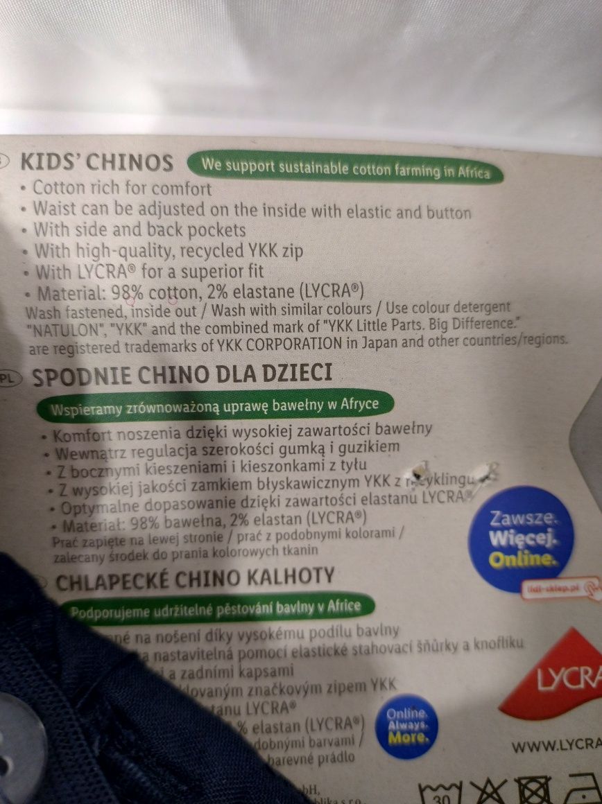 Spodnie chłopięce r 140 chino