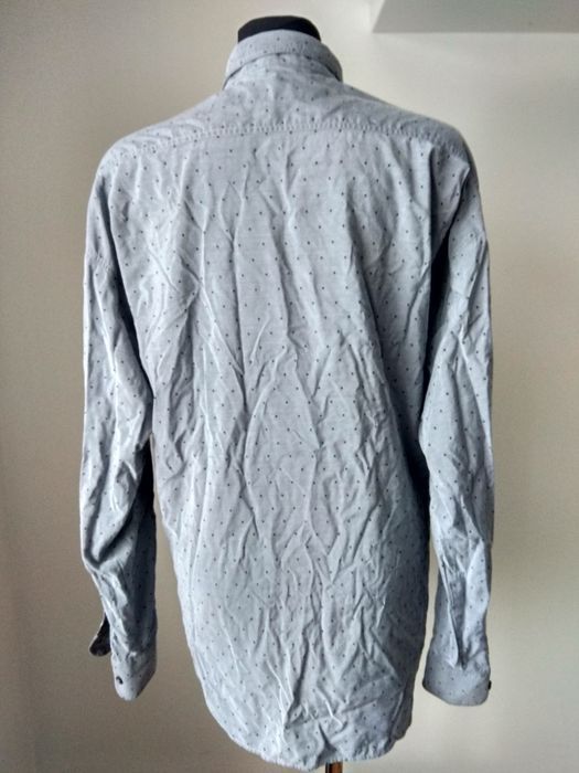 Koszula męska elegancka casualowa szara groszki długi rękaw XL 58 60