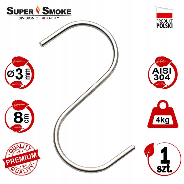 Hak Wędzarniczy nieostry Super Smoke do wędlin 3mm 8cm Premium