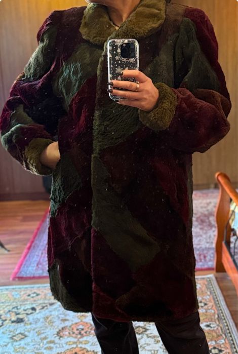 Шуба полушубок з натурального хутра кролик стрижений під норку.