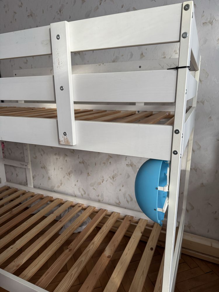 Lóżko pietrowe Mydal Ikea białe sosnowe