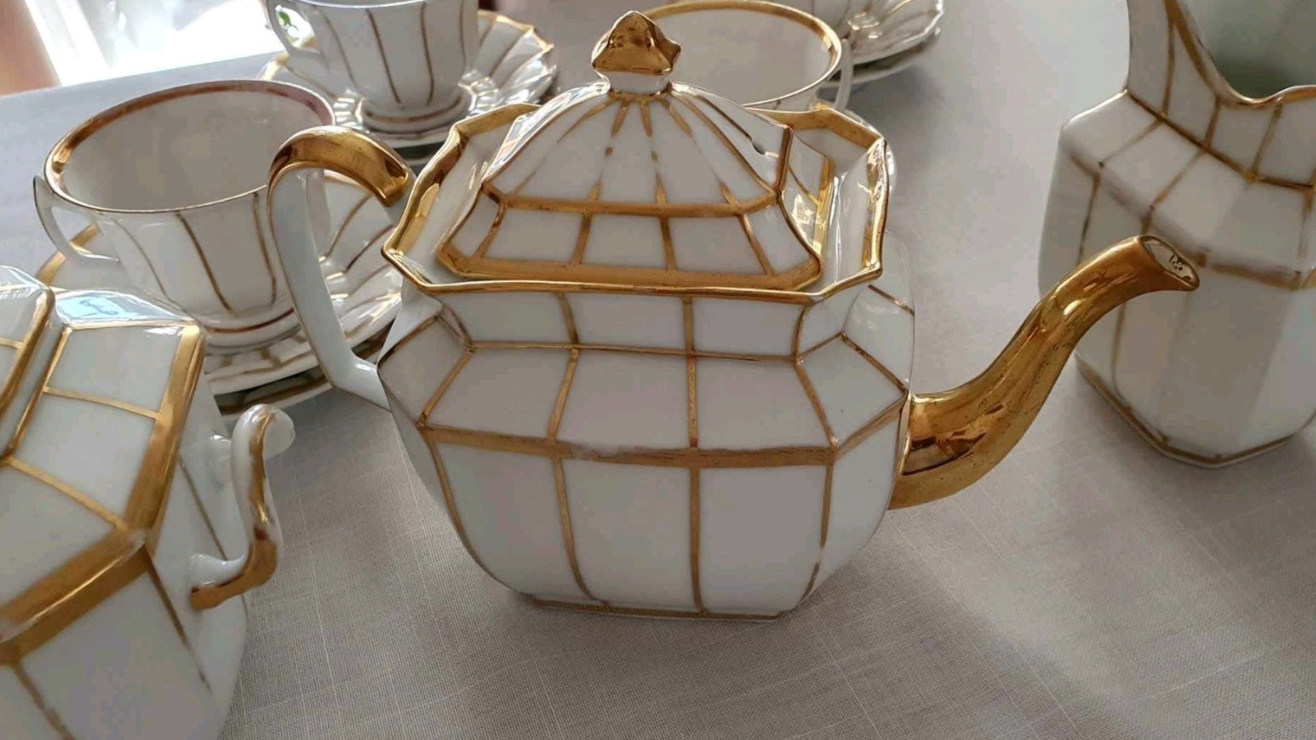 Porcelana biedermeier zestaw porcelanowy kawowo herbaciany