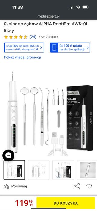 Skaler usuwanie kamienia DentiPro ALPHA AWS-01