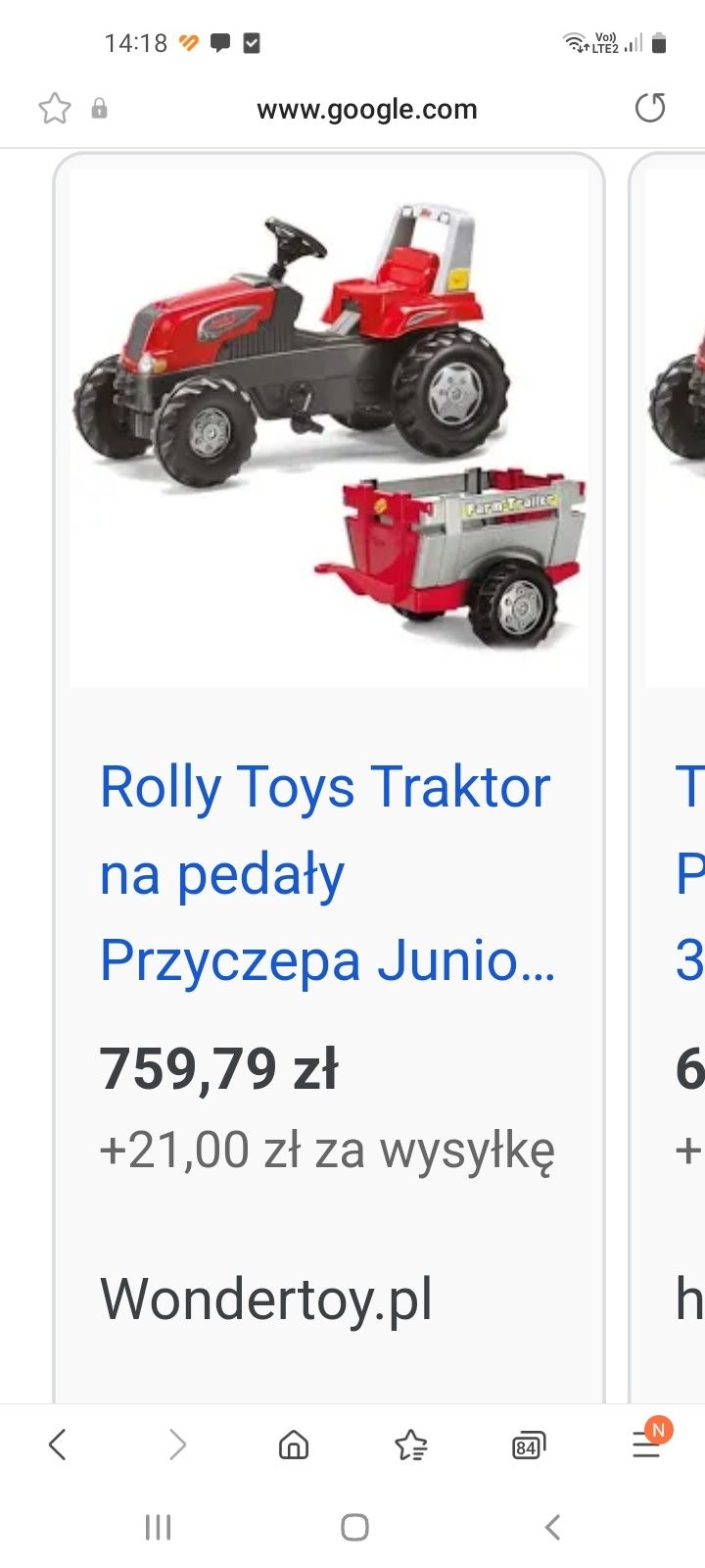 Traktor junior z przyczepką rolly toys