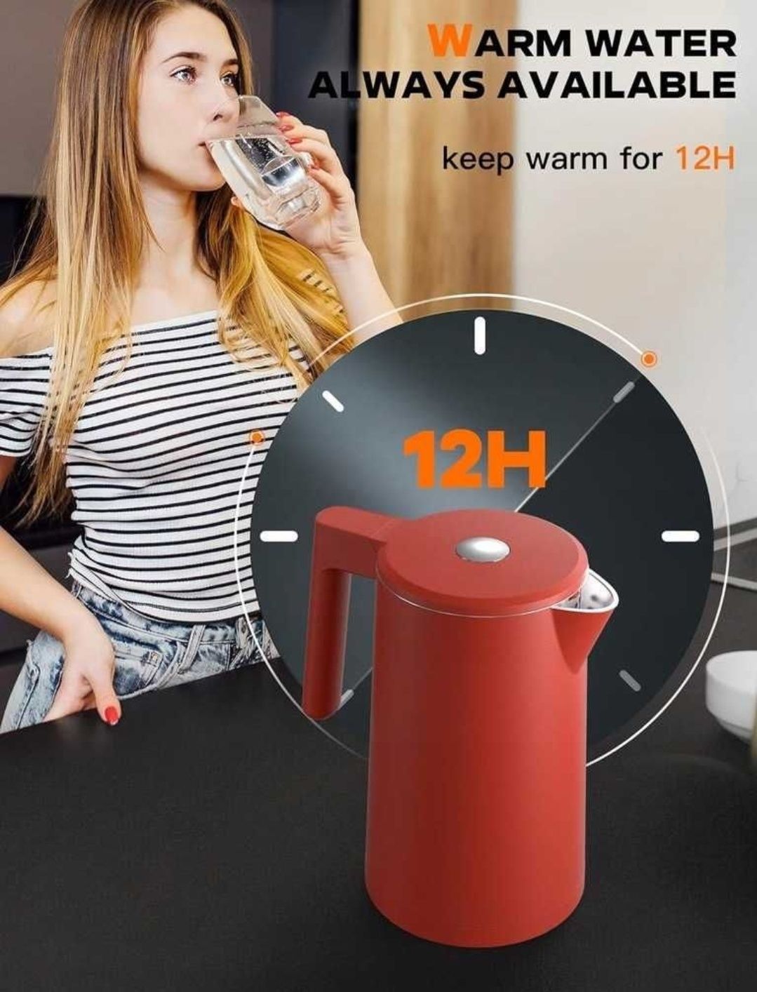 Czajnik elektryczny JOYHILL K057-B 2200W 1,7l Czerwony