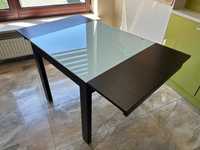 Rozkładany stół drewniany ze szklanym blatem do kuchni lub jadalni