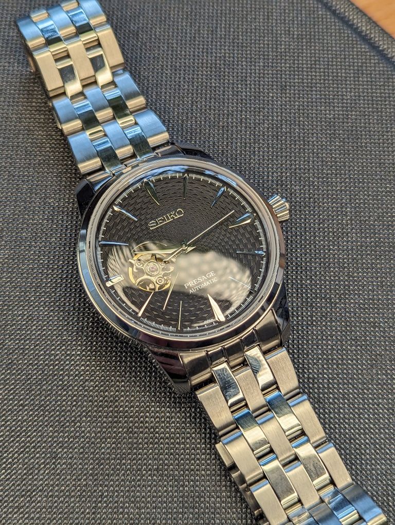 Seiko coctail czarny mod open heart