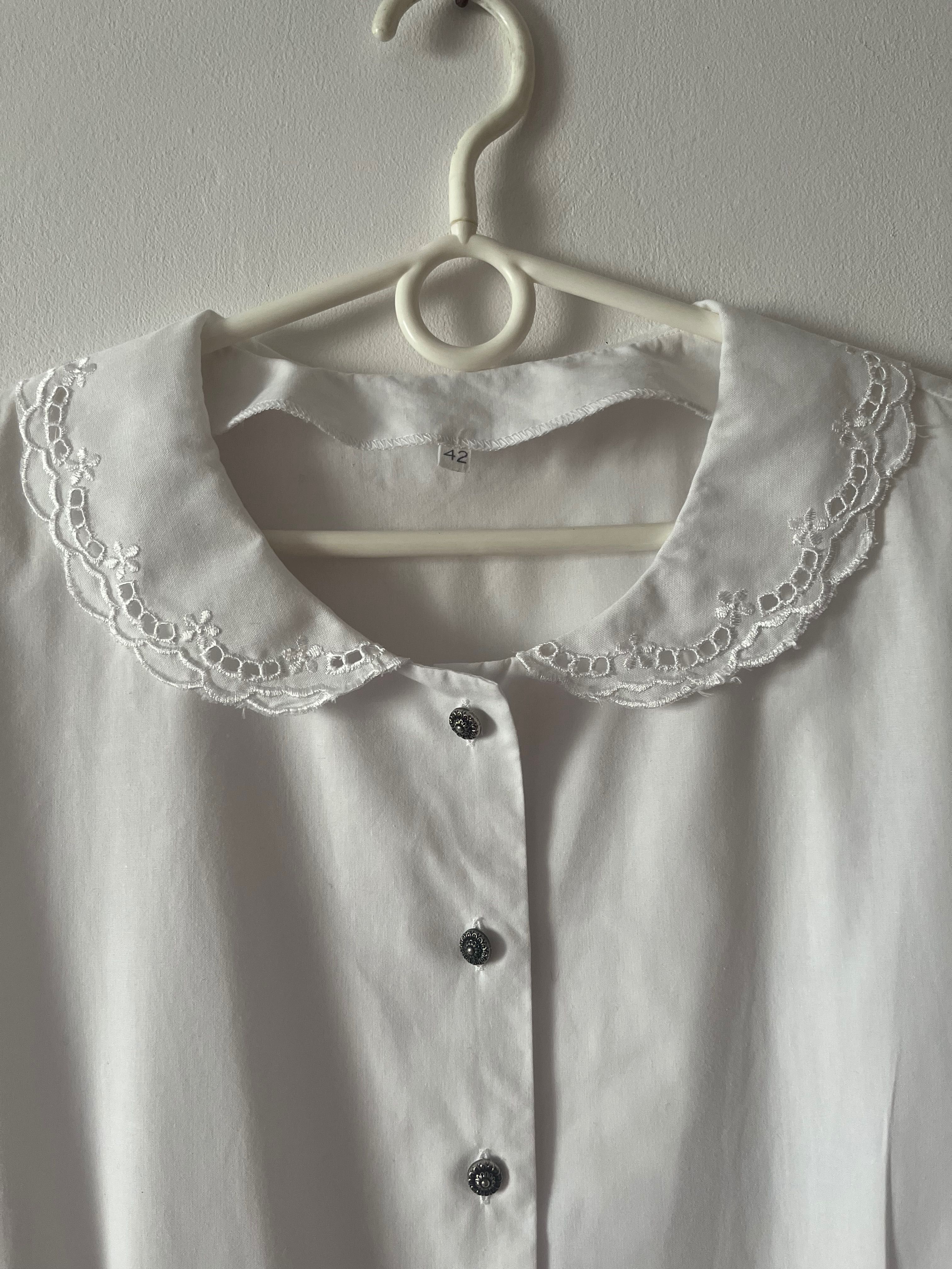 Biała ludowa koszula vintage folk haft koronki