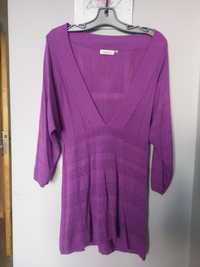 Ażurowa fioletowa tunika sukienka