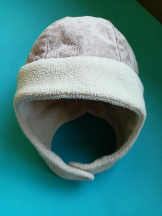 Czapka uszatka pilotka beżowa rozm. 86-92