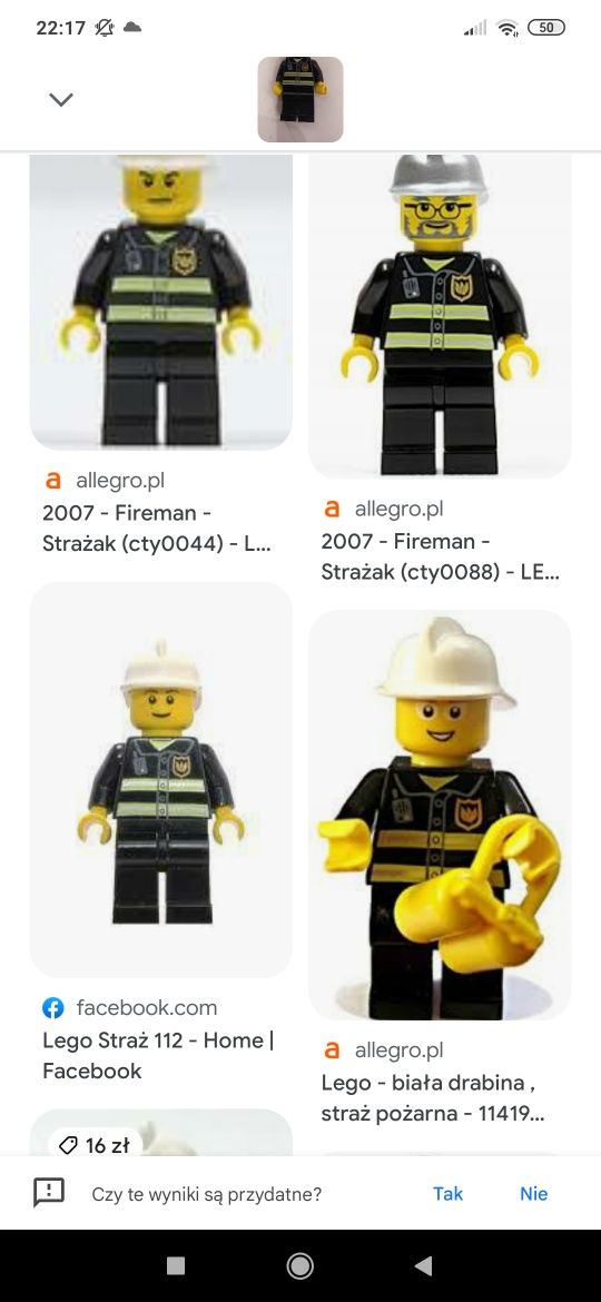 Lego ludzik minifigurka straz pożarna strazak