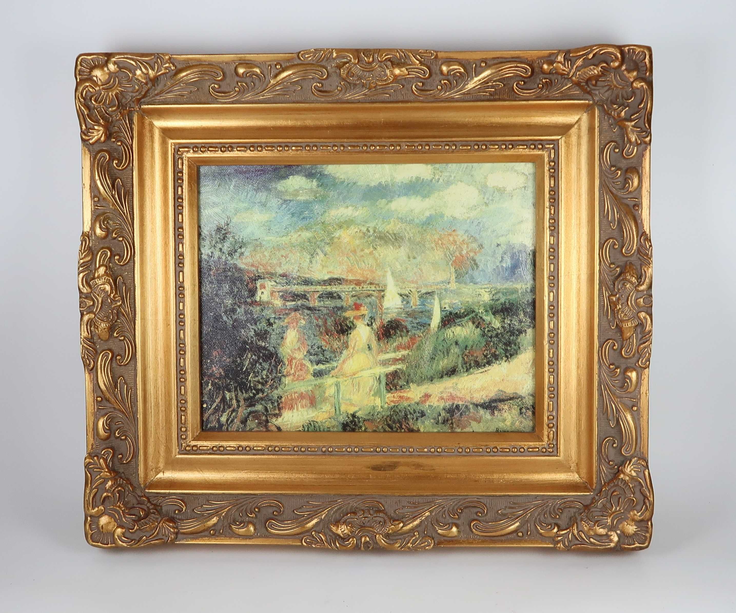 Moldura c/gravura "As margens do rio Sena em Argenteuil" - Renoir