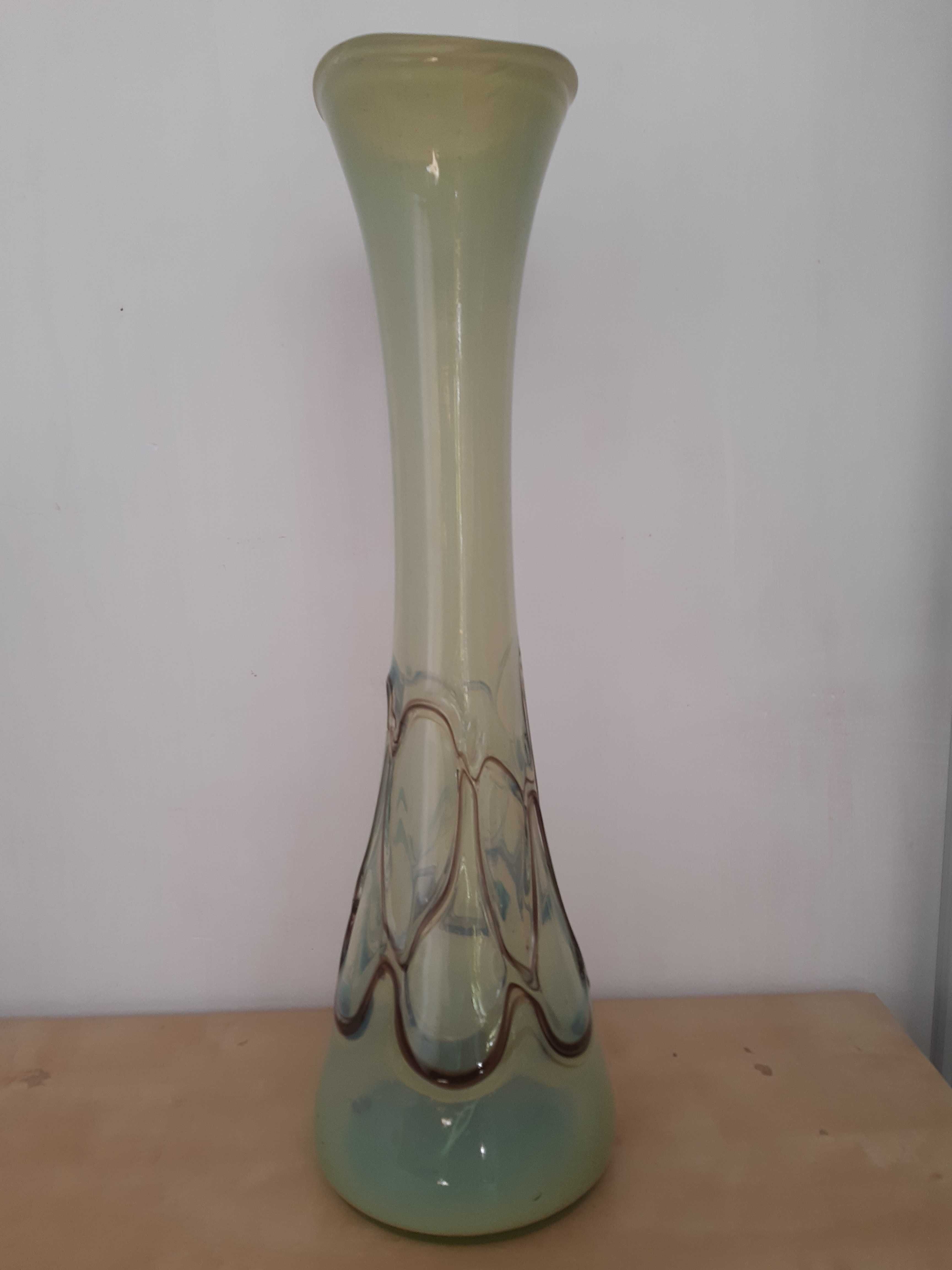 Szklany wazon PRL 66 cm / szkło PRL