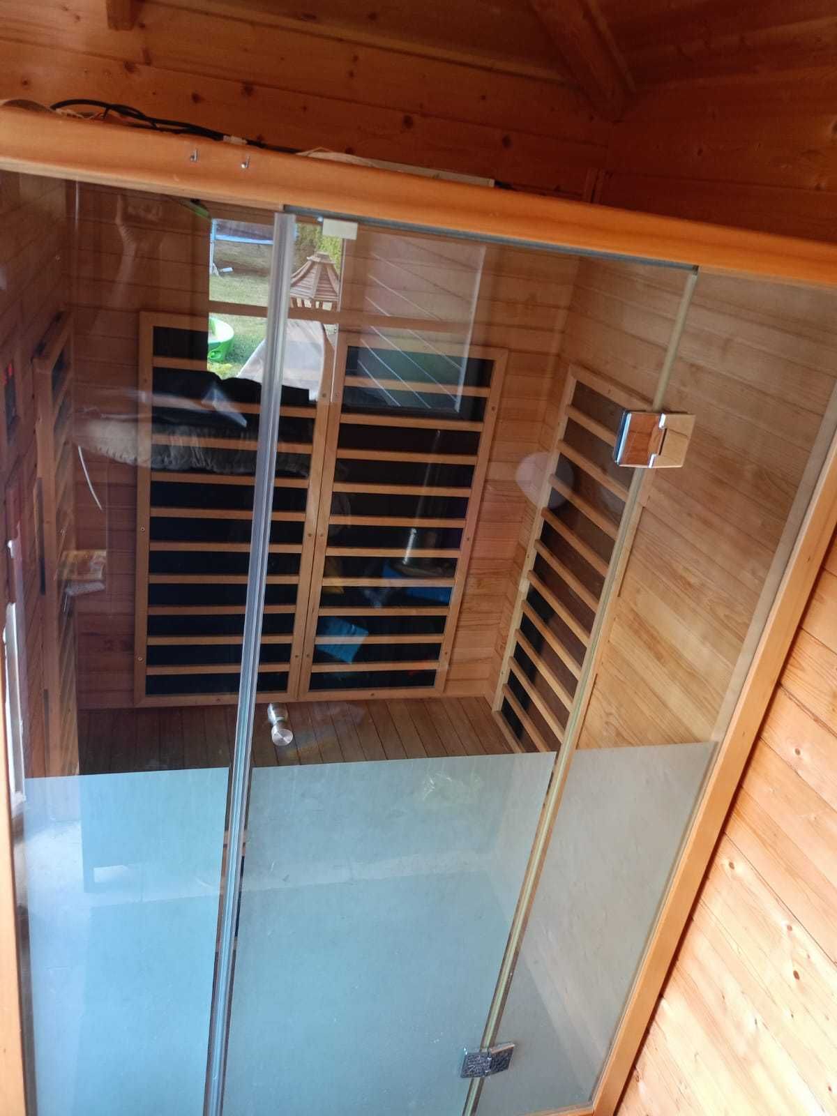 Sauna kabina infrared podczerwień szklana ze szkłą radio LED panele