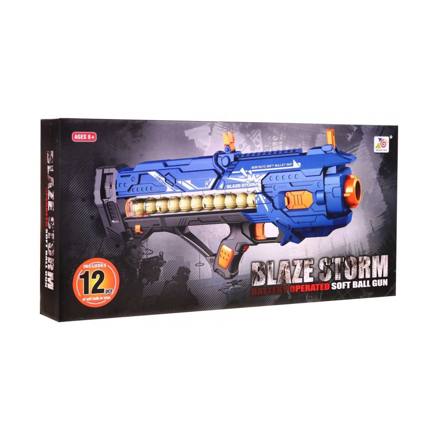 Blaze Storm Wielki Automatyczny Pistolet Niebieski 12 Kulek 8+ ZC7073