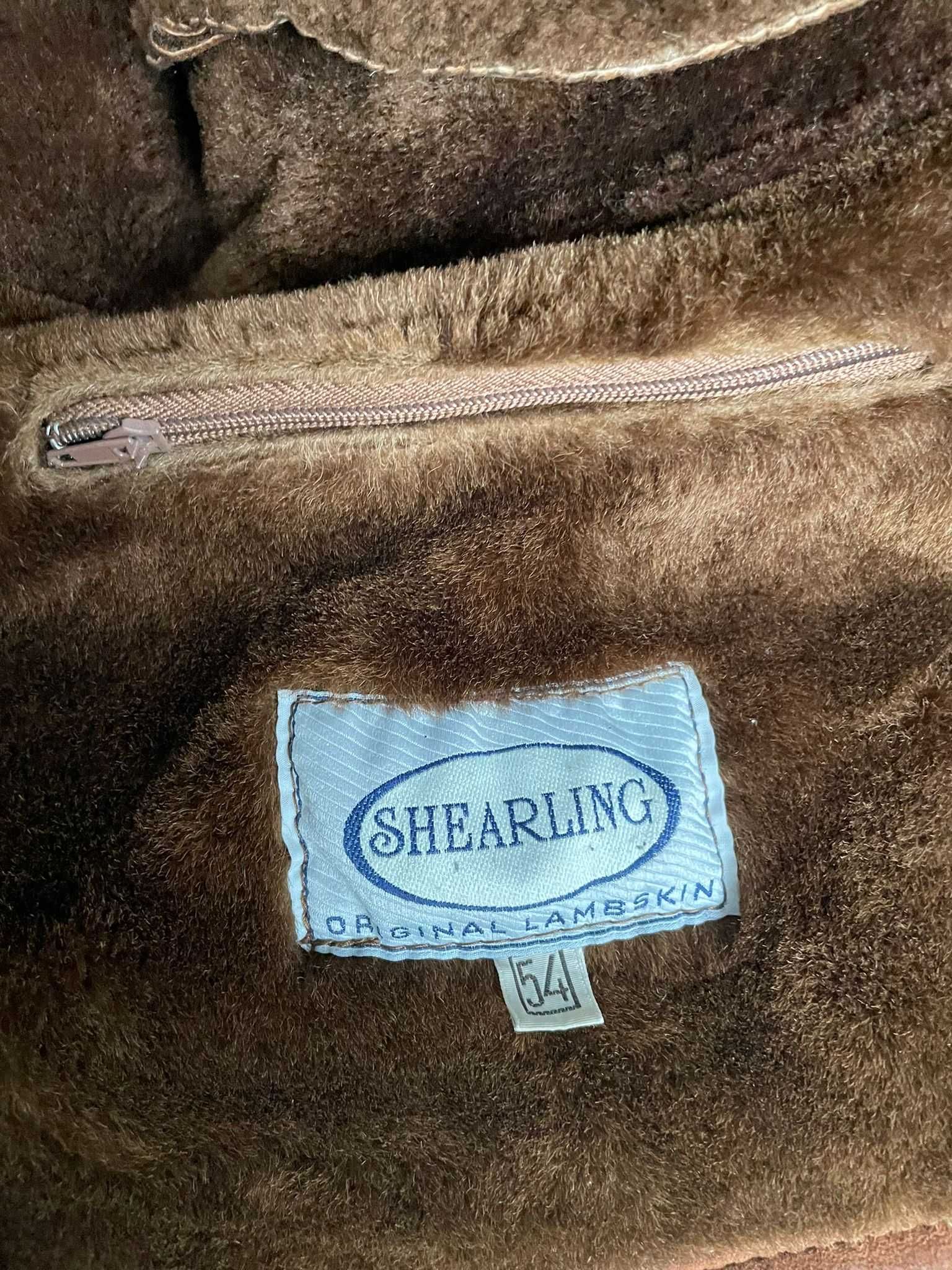 Kożuch męski Shearling Gino Ginero skóra owcza rozmiar 54 XL vintage