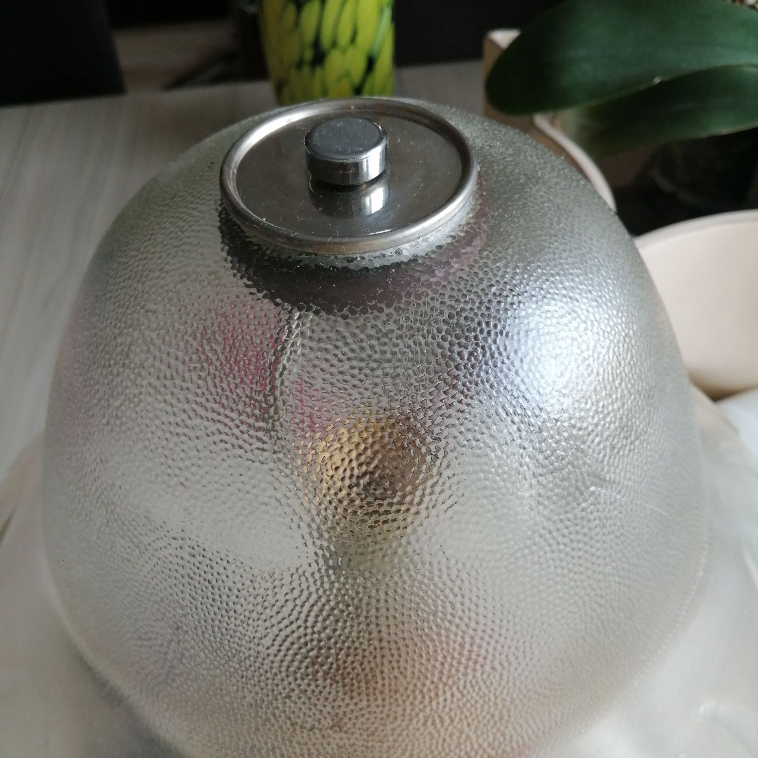 Lampa drewno+metal, recznie