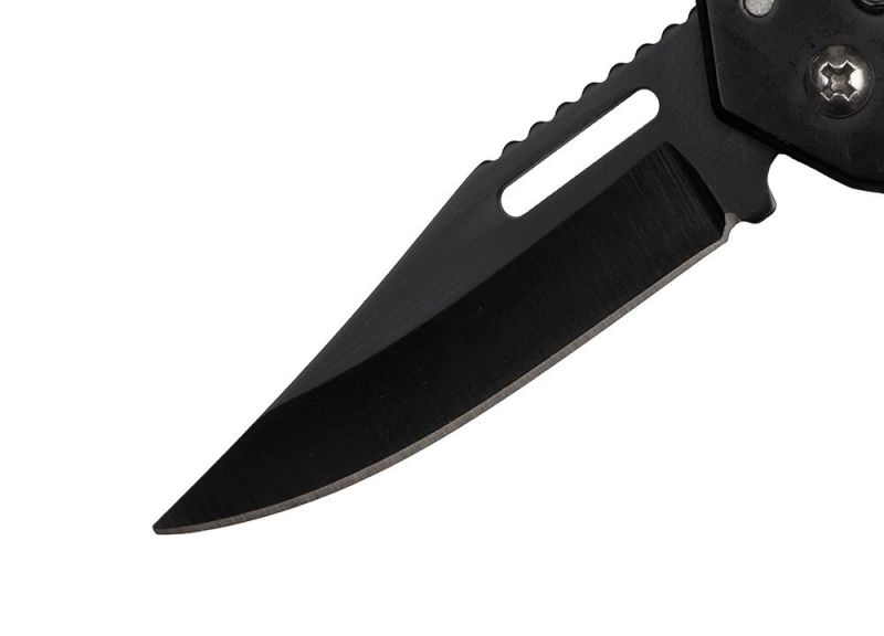 Czarny nóż sprężynowy Black Hase N-002D z klipsem