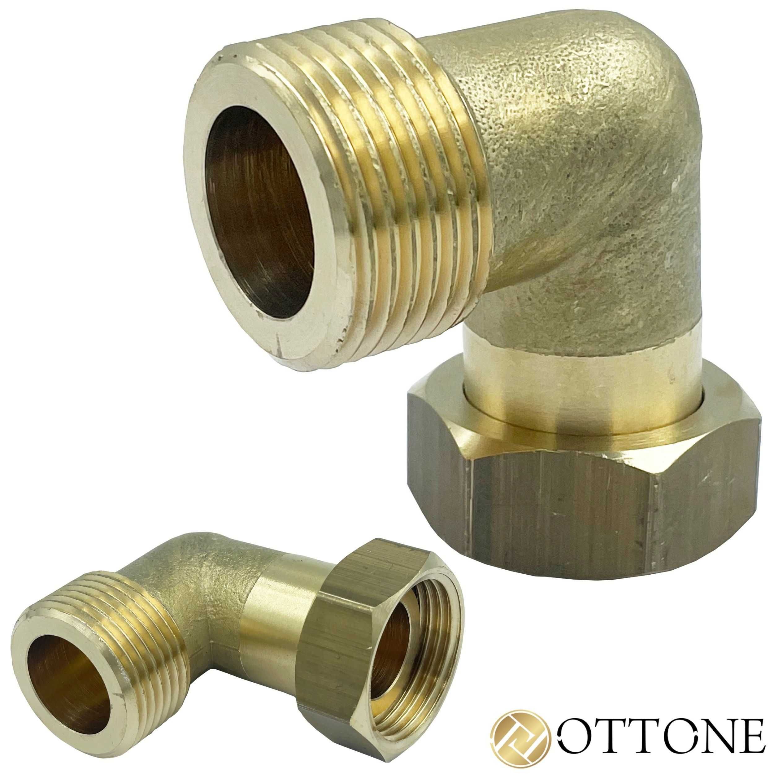 Półśrubunek Równoprzeplotowy Mosiężny Kątowy 1/2'' X 1/2' Gw Gz Ottone
