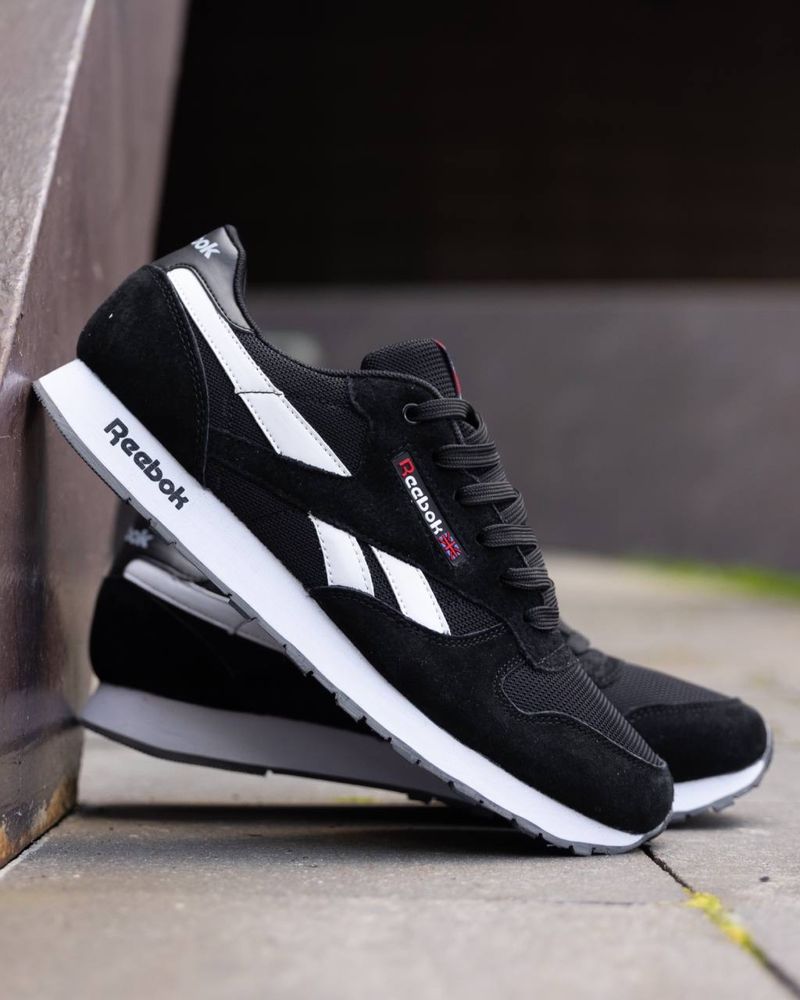 Мужские кроссовки рибок Reebok Classic Leather Black White [41-45]